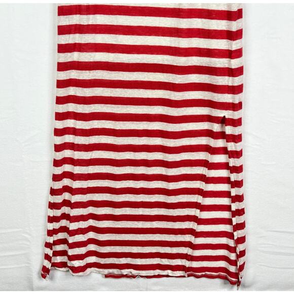 Michael Stars Sleeveless Scoop Linen Side Slit Striped Maxi Dress Red White XS - Picture 3 of 8